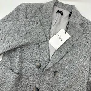Theory Jontia K Blazer Jacket Light Grey Speckle Sz 6 New With Tags!! $425